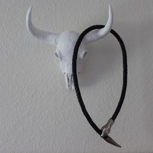 Leather and Silver Snake Bolo Tie Necklace